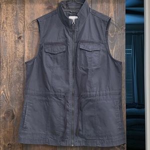 Charcoal Grey Sleeveless Utility Jacket